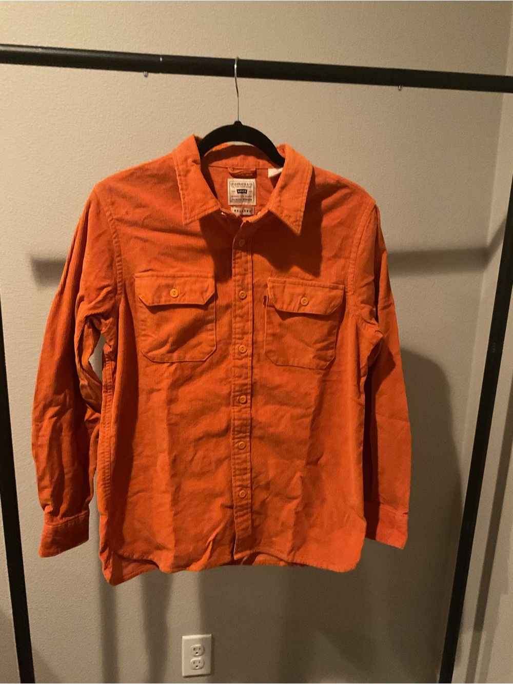 Levi's Men's Bright Orange Button-Down Work Shirt